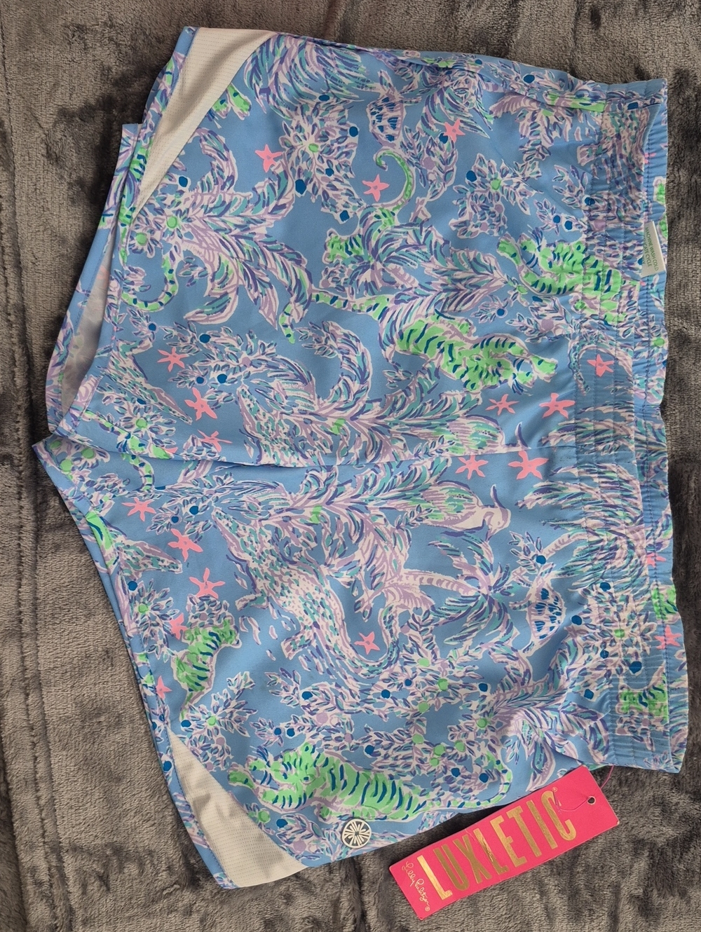 Nwt Lilly Pulitzer Luxeletic Ocean Trail Shorts In Peri Blue Athletic Shorts